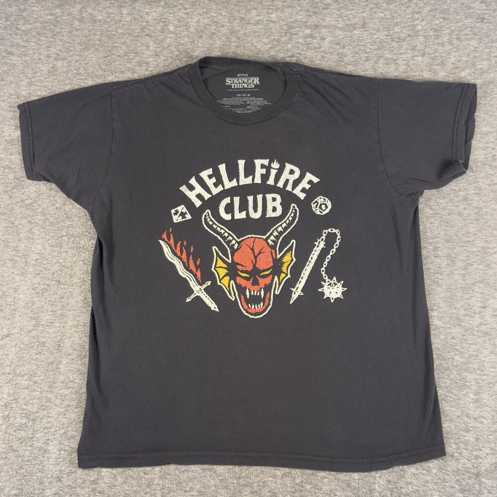 Stranger Things Hellfire Club Shirt Mens Large Black Netflix Graphic Tee T-Shirt